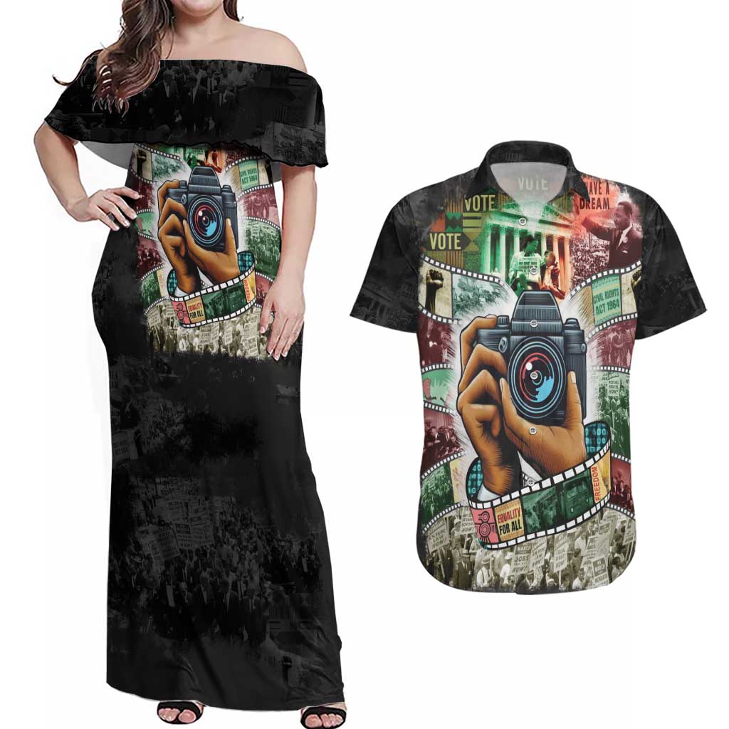 Heritage in Frames Civil Rights Leaders Couples Matching Off Shoulder Maxi Dress and Hawaiian Shirt African-American Photography - Wonder Print Shop