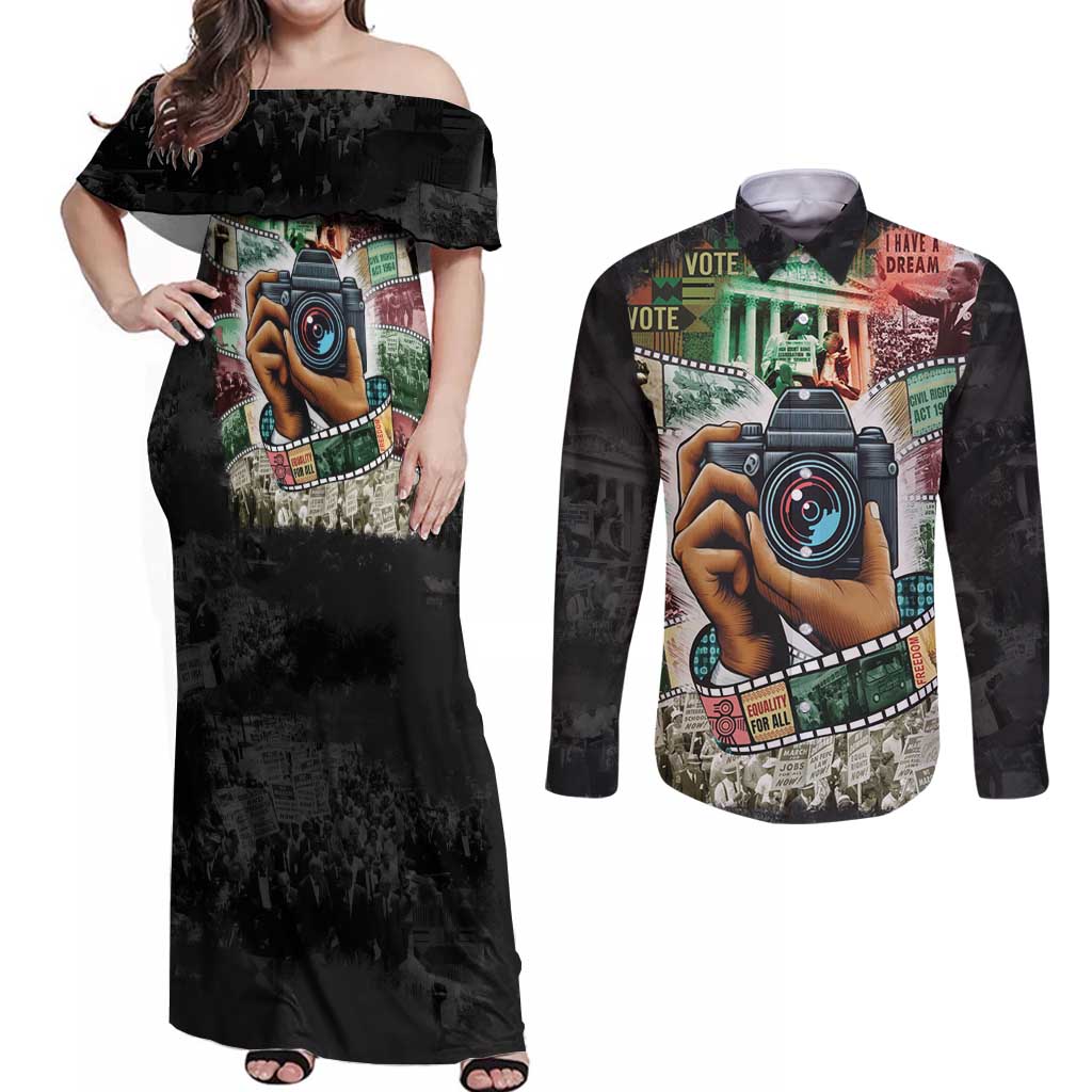 Heritage in Frames Civil Rights Leaders Couples Matching Off Shoulder Maxi Dress and Long Sleeve Button Shirt African-American Photography - Wonder Print Shop