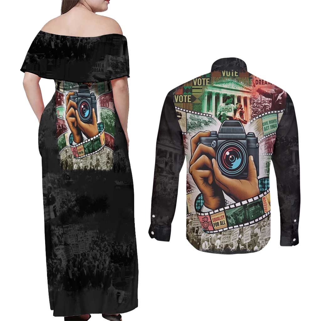 Heritage in Frames Civil Rights Leaders Couples Matching Off Shoulder Maxi Dress and Long Sleeve Button Shirt African-American Photography - Wonder Print Shop