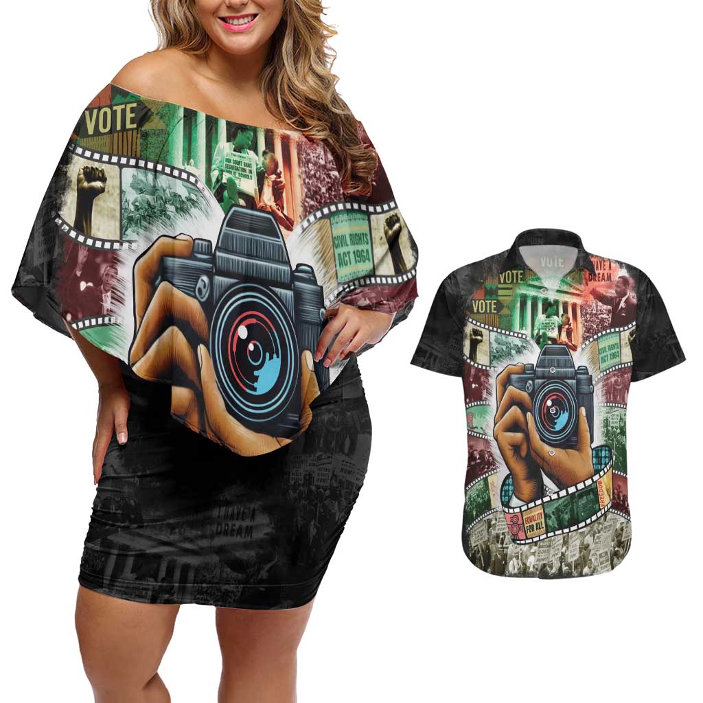 Heritage in Frames Civil Rights Leaders Couples Matching Off Shoulder Short Dress and Hawaiian Shirt African-American Photography - Wonder Print Shop
