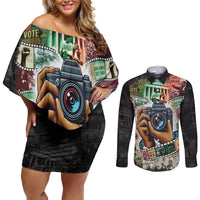 Heritage in Frames Civil Rights Leaders Couples Matching Off Shoulder Short Dress and Long Sleeve Button Shirt African-American Photography - Wonder Print Shop