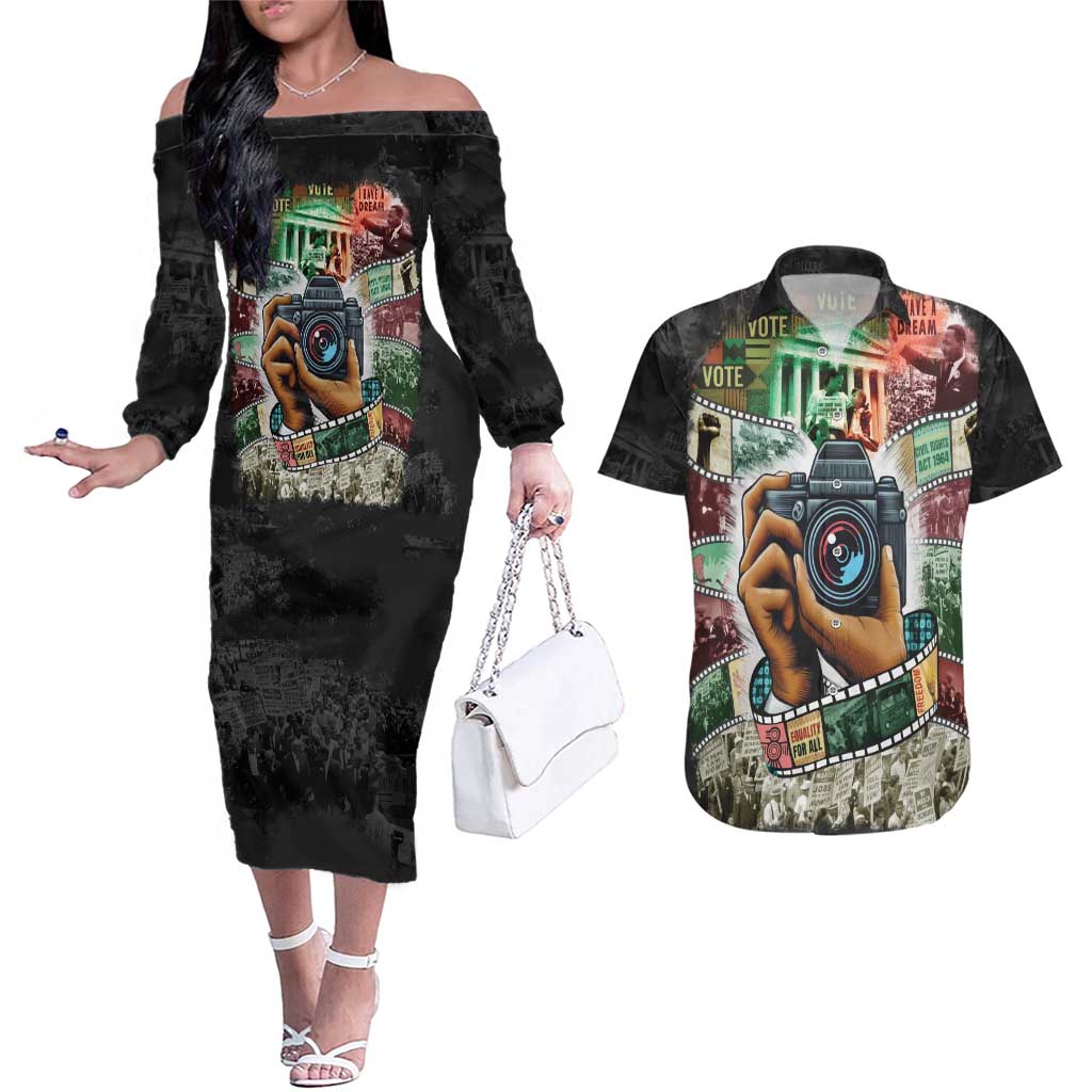 Heritage in Frames Civil Rights Leaders Couples Matching Off The Shoulder Long Sleeve Dress and Hawaiian Shirt African-American Photography - Wonder Print Shop