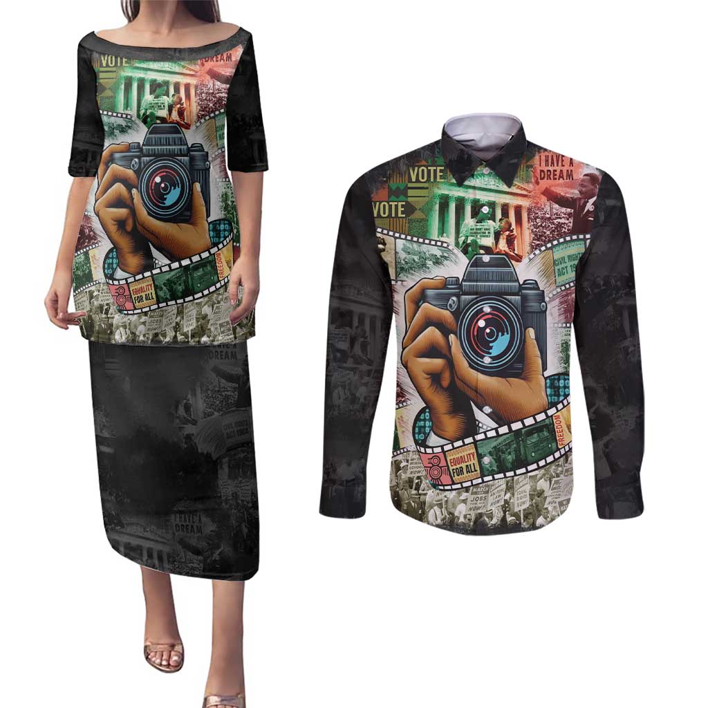 Heritage in Frames Civil Rights Leaders Couples Matching Puletasi and Long Sleeve Button Shirt African-American Photography - Wonder Print Shop