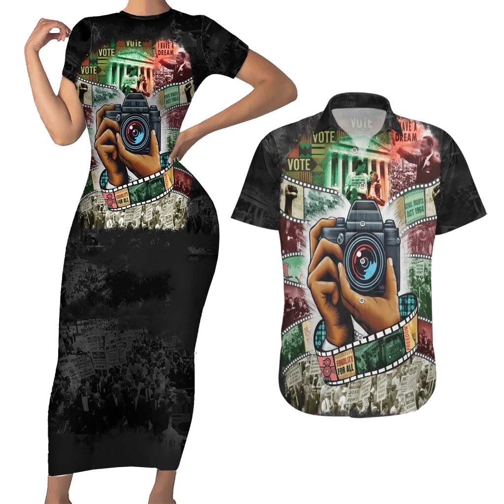 Heritage in Frames Civil Rights Leaders Couples Matching Short Sleeve Bodycon Dress and Hawaiian Shirt African-American Photography - Wonder Print Shop