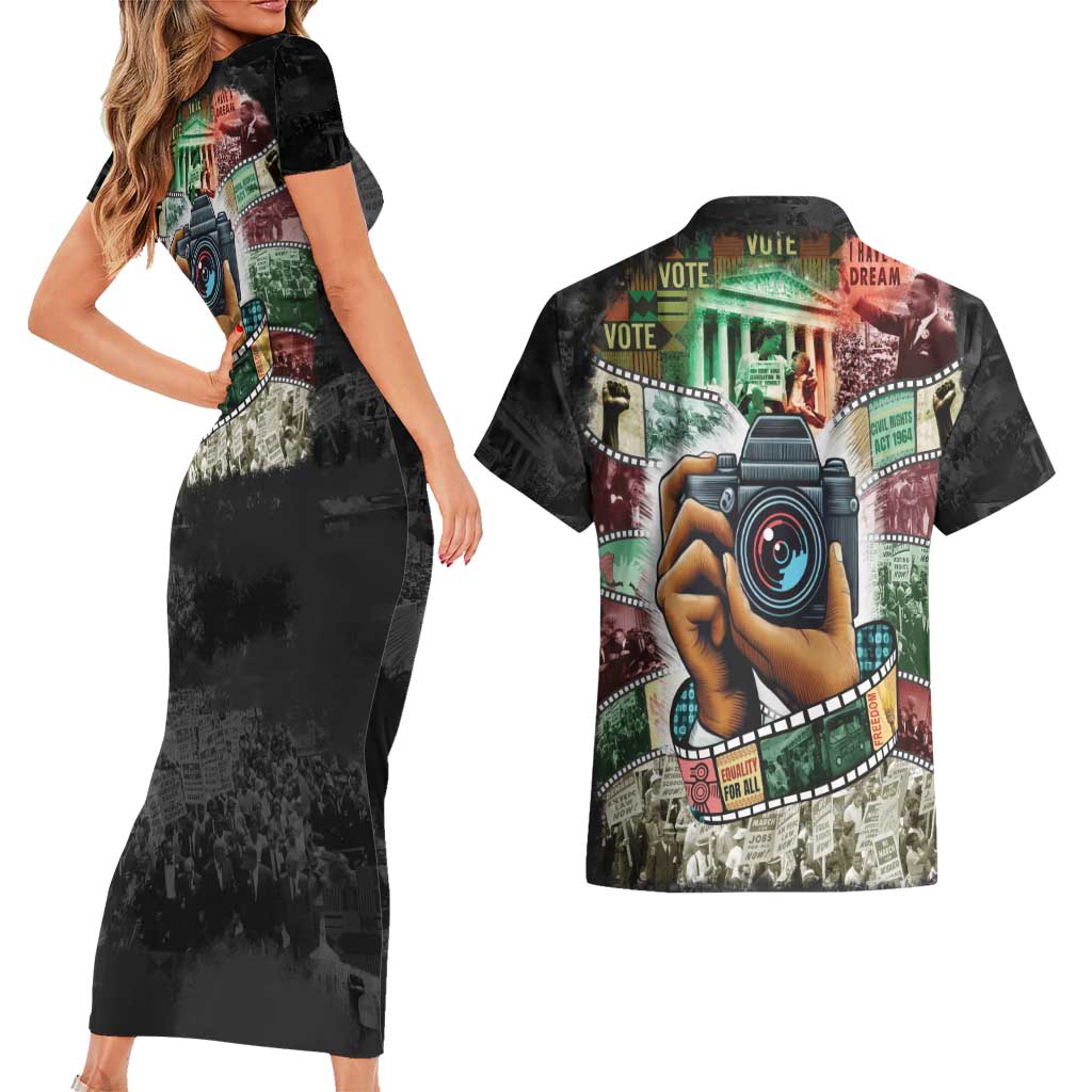 Heritage in Frames Civil Rights Leaders Couples Matching Short Sleeve Bodycon Dress and Hawaiian Shirt African-American Photography - Wonder Print Shop