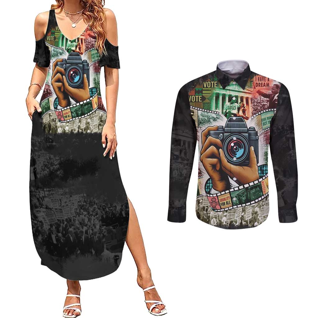 Heritage in Frames Civil Rights Leaders Couples Matching Summer Maxi Dress and Long Sleeve Button Shirt African-American Photography - Wonder Print Shop