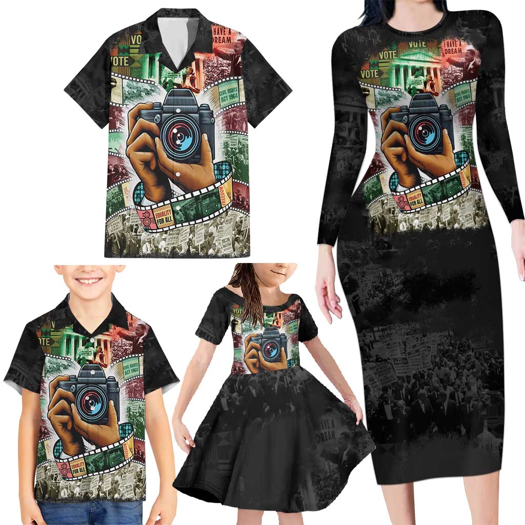 Heritage in Frames Civil Rights Leaders Family Matching Long Sleeve Bodycon Dress and Hawaiian Shirt African-American Photography - Wonder Print Shop