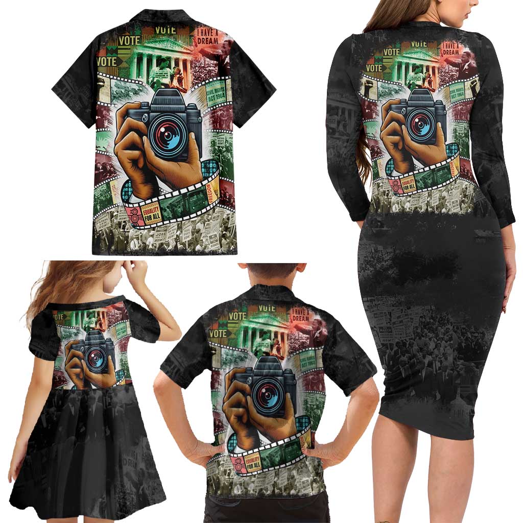Heritage in Frames Civil Rights Leaders Family Matching Long Sleeve Bodycon Dress and Hawaiian Shirt African-American Photography - Wonder Print Shop