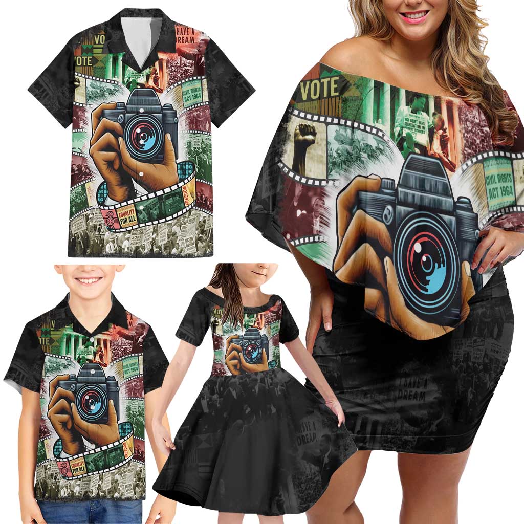 Heritage in Frames Civil Rights Leaders Family Matching Off Shoulder Short Dress and Hawaiian Shirt African-American Photography - Wonder Print Shop