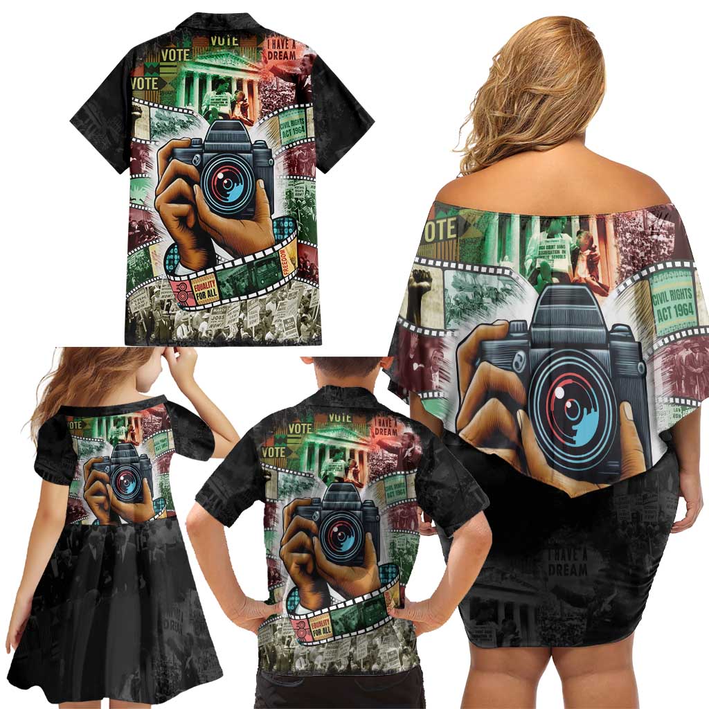 Heritage in Frames Civil Rights Leaders Family Matching Off Shoulder Short Dress and Hawaiian Shirt African-American Photography - Wonder Print Shop