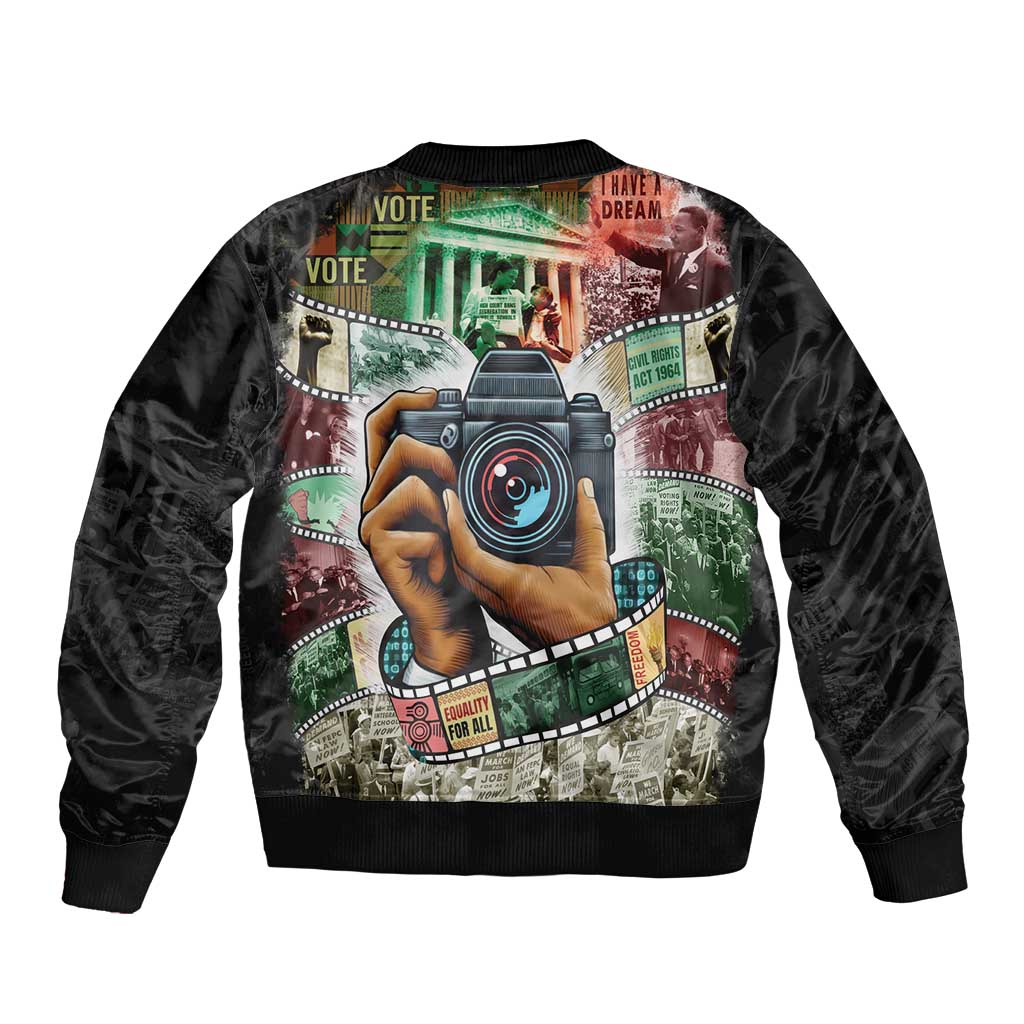 Heritage in Frames Civil Rights Leaders Sleeve Zip Bomber Jacket African-American Photography - Wonder Print Shop