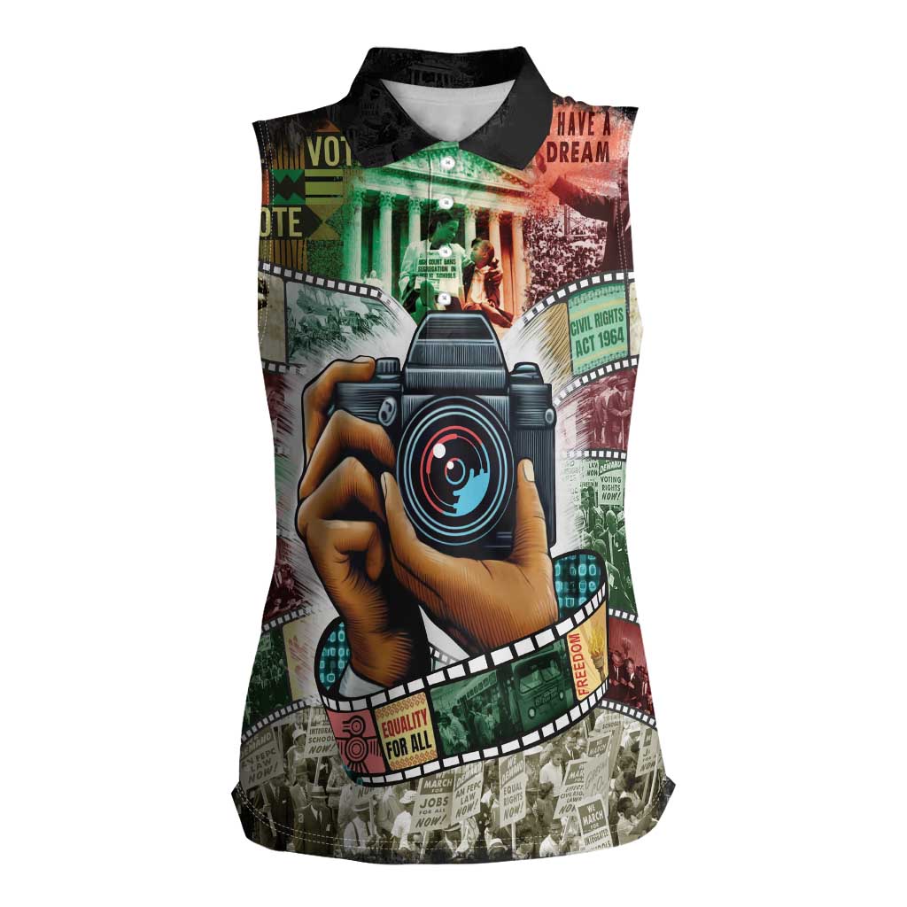 Heritage in Frames Civil Rights Leaders Women Sleeveless Polo Shirt African-American Photography - Wonder Print Shop