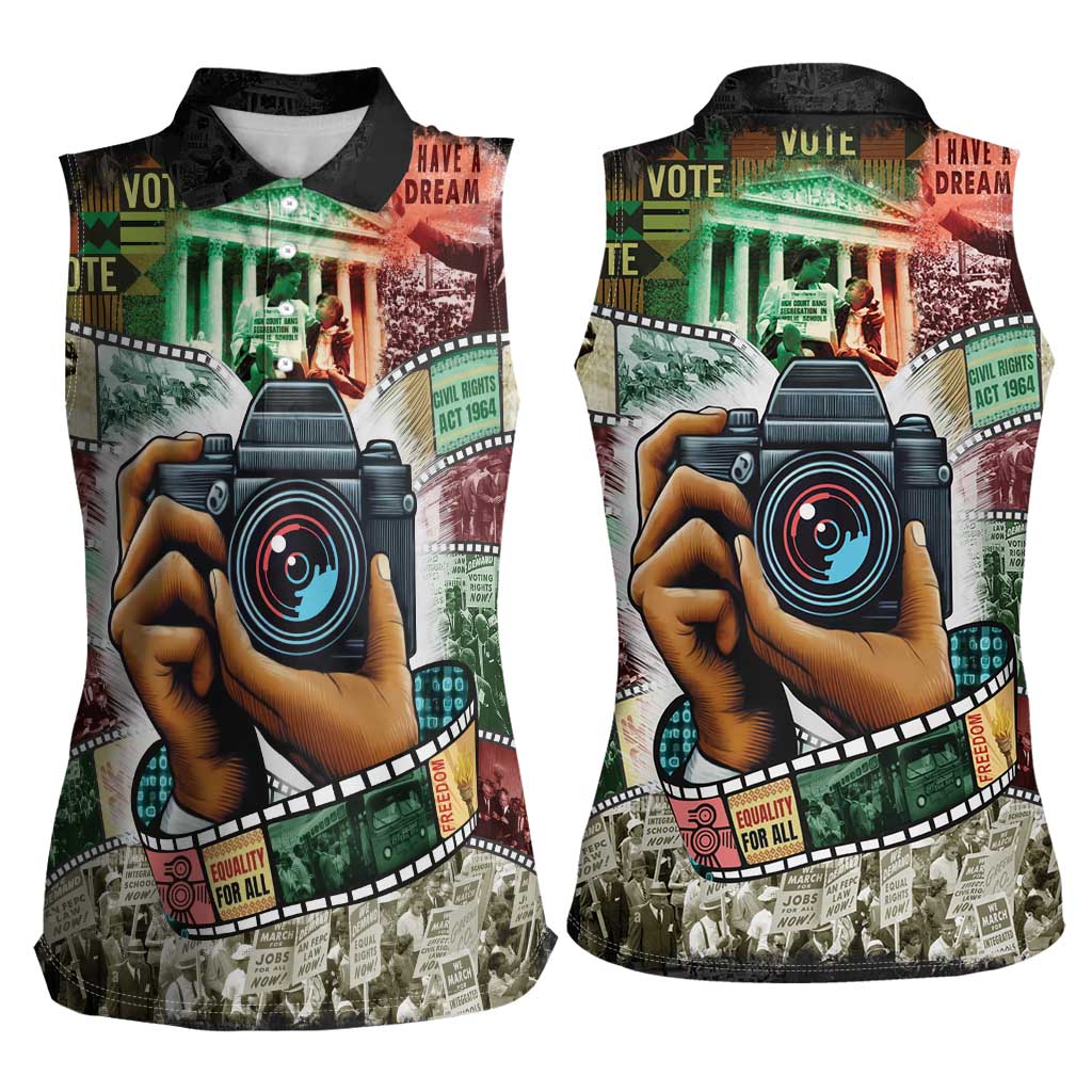 Heritage in Frames Civil Rights Leaders Women Sleeveless Polo Shirt African-American Photography - Wonder Print Shop