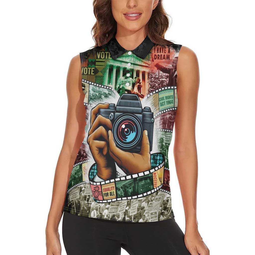 Heritage in Frames Civil Rights Leaders Women Sleeveless Polo Shirt African-American Photography - Wonder Print Shop