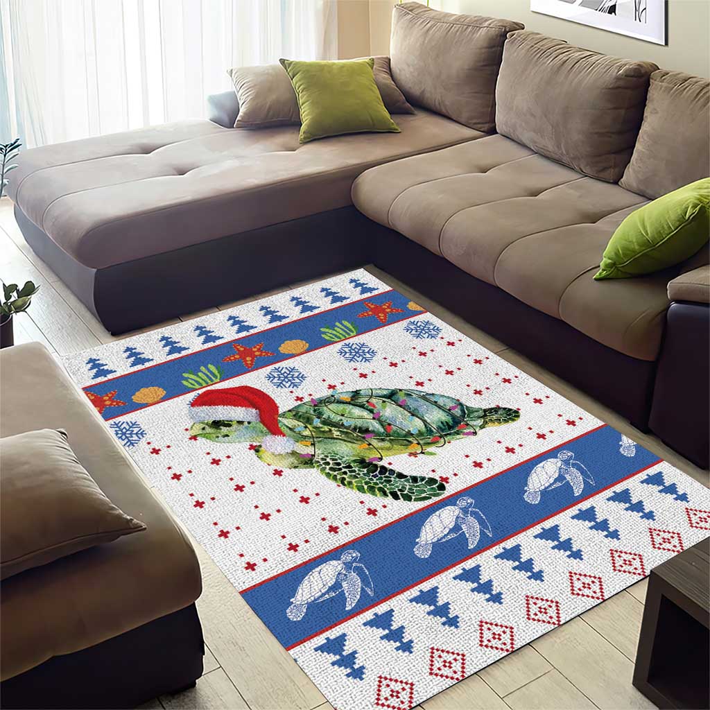 Turtle Xmas Area Rug Green Sea Turtle Merry Christmas - Wonder Print Shop