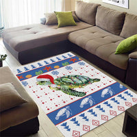 Turtle Xmas Area Rug Green Sea Turtle Merry Christmas - Wonder Print Shop