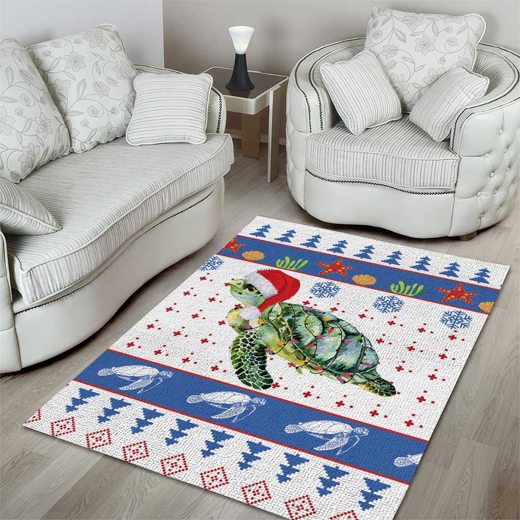 Turtle Xmas Area Rug Green Sea Turtle Merry Christmas - Wonder Print Shop