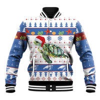Turtle Xmas Baseball Jacket Green Sea Turtle Merry Christmas - Wonder Print Shop