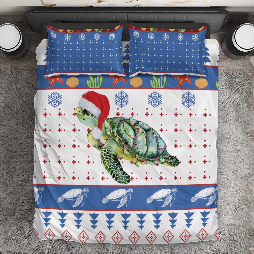 Turtle Xmas Bedding Set Green Sea Turtle Merry Christmas - Wonder Print Shop