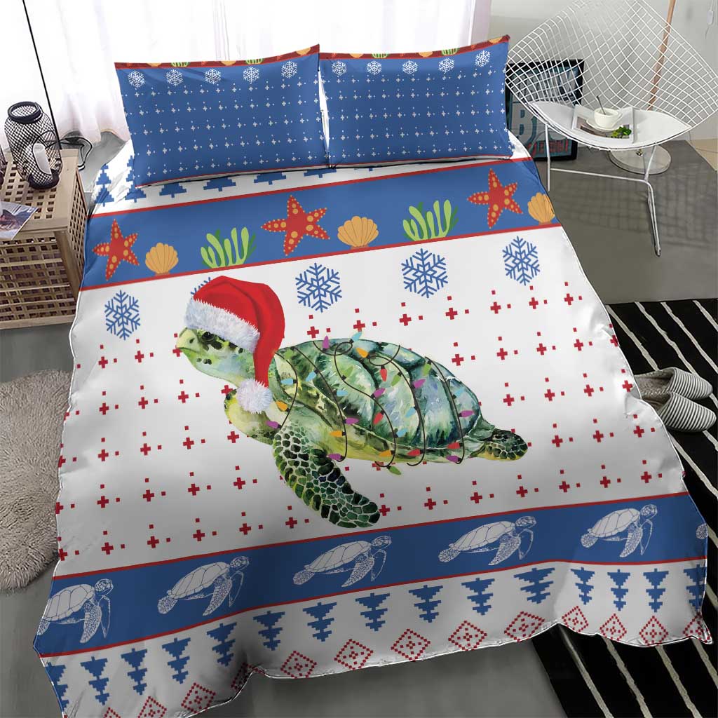 Turtle Xmas Bedding Set Green Sea Turtle Merry Christmas - Wonder Print Shop