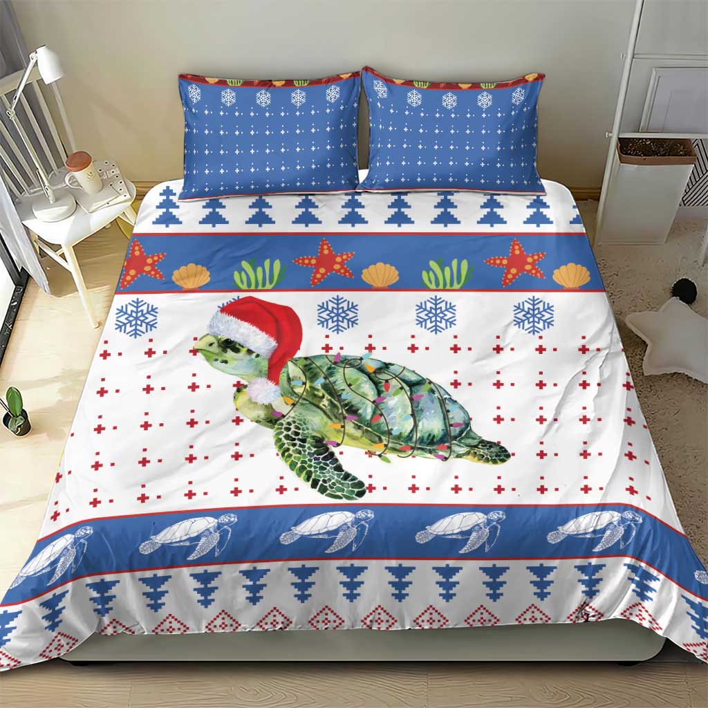 Turtle Xmas Bedding Set Green Sea Turtle Merry Christmas - Wonder Print Shop