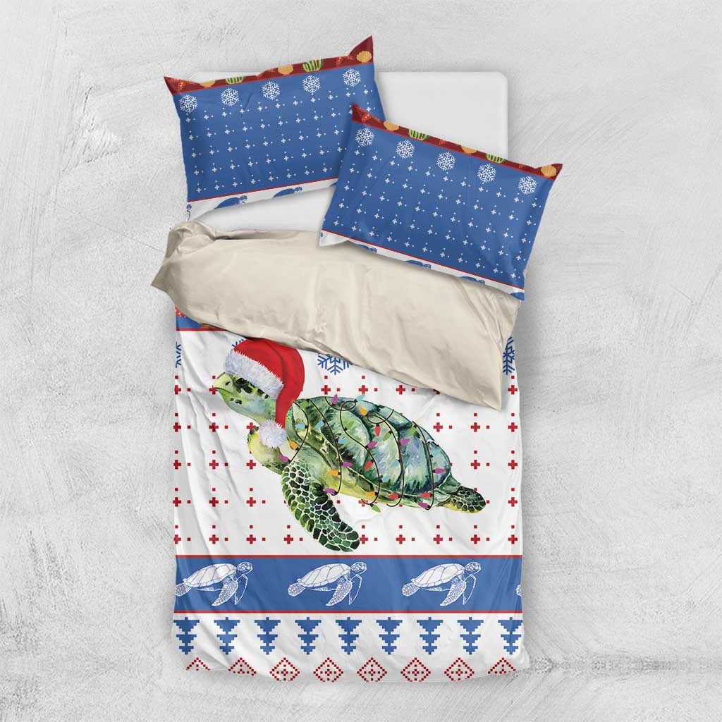 Turtle Xmas Bedding Set Green Sea Turtle Merry Christmas - Wonder Print Shop