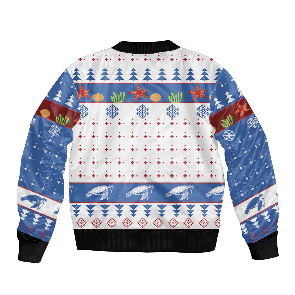 Turtle Xmas Bomber Jacket Green Sea Turtle Merry Christmas - Wonder Print Shop