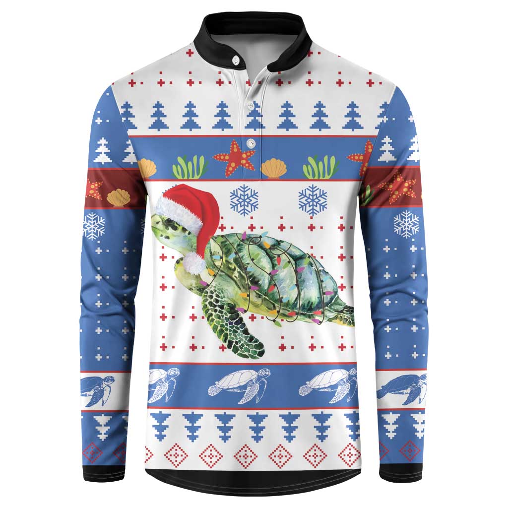 Turtle Xmas Button Sweatshirt Green Sea Turtle Merry Christmas - Wonder Print Shop