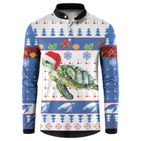 Turtle Xmas Button Sweatshirt Green Sea Turtle Merry Christmas - Wonder Print Shop