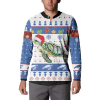 Turtle Xmas Button Sweatshirt Green Sea Turtle Merry Christmas - Wonder Print Shop