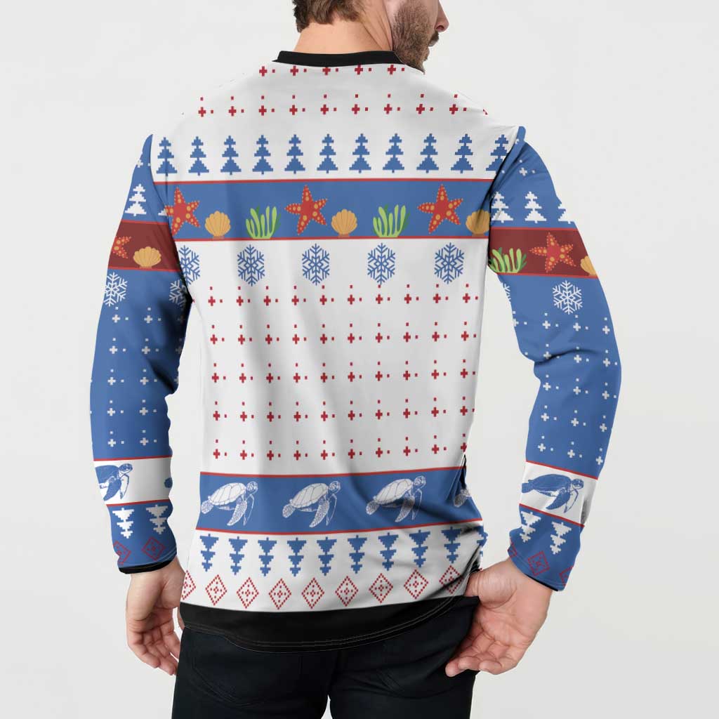 Turtle Xmas Button Sweatshirt Green Sea Turtle Merry Christmas - Wonder Print Shop