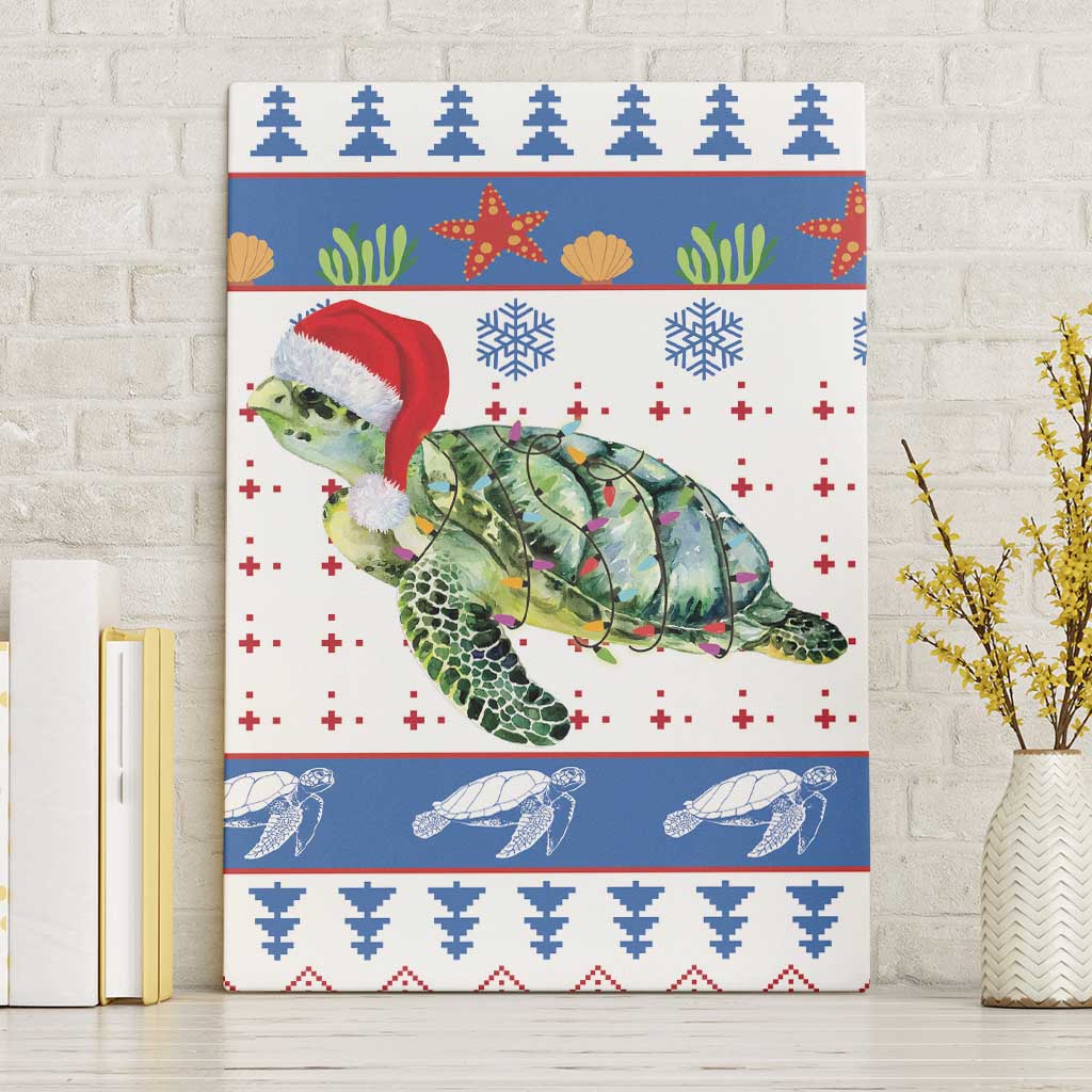Turtle Xmas Canvas Wall Art Green Sea Turtle Merry Christmas - Wonder Print Shop