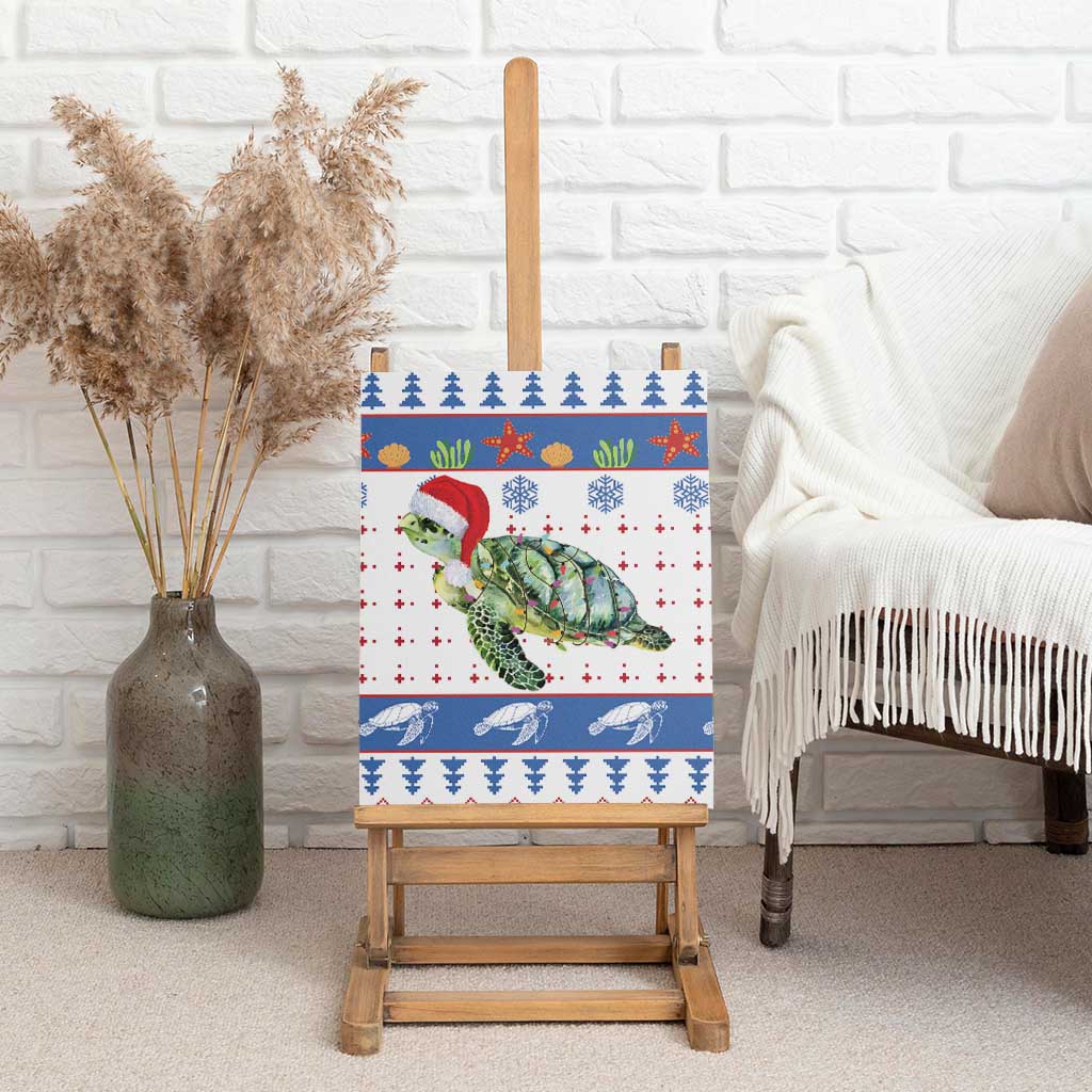 Turtle Xmas Canvas Wall Art Green Sea Turtle Merry Christmas - Wonder Print Shop
