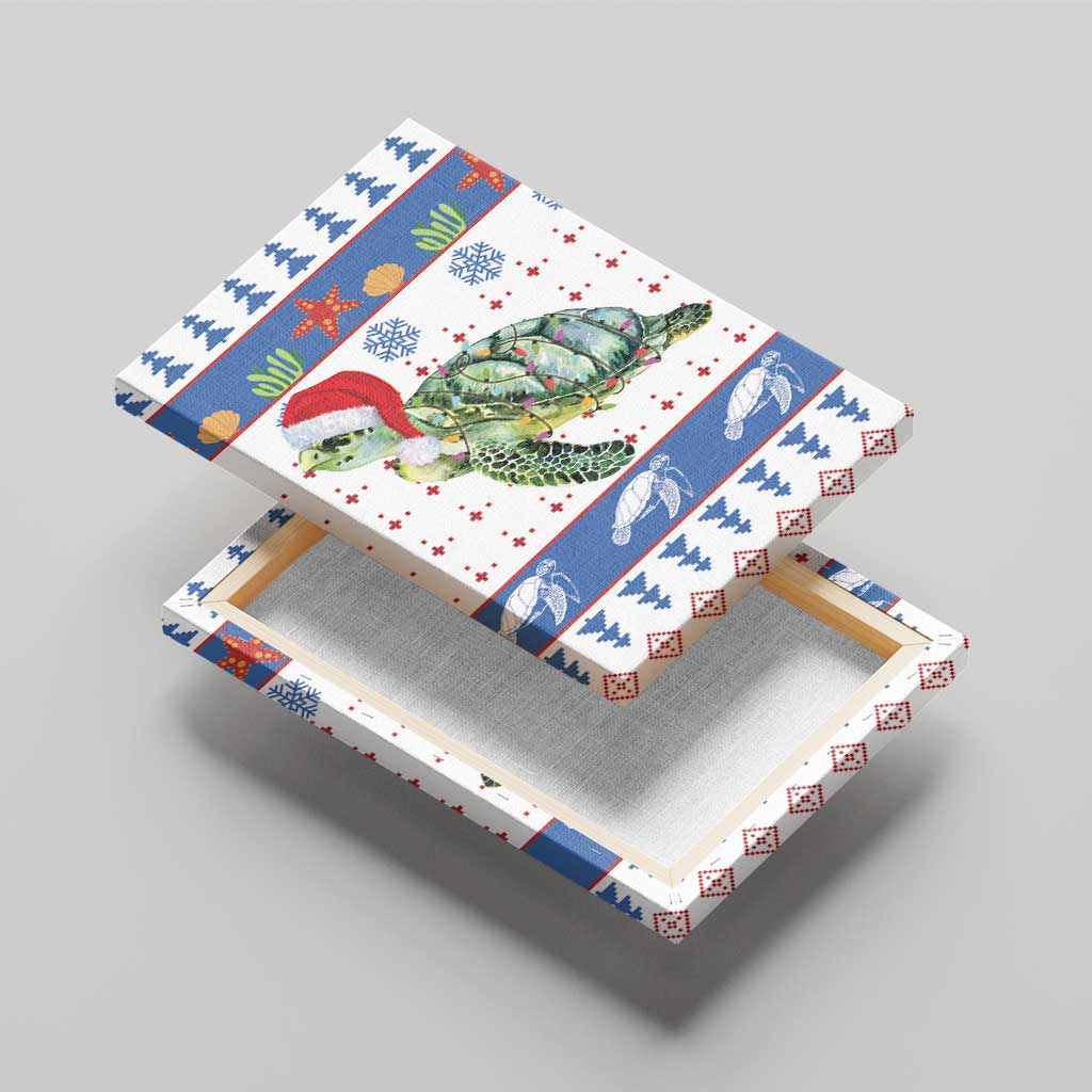 Turtle Xmas Canvas Wall Art Green Sea Turtle Merry Christmas - Wonder Print Shop