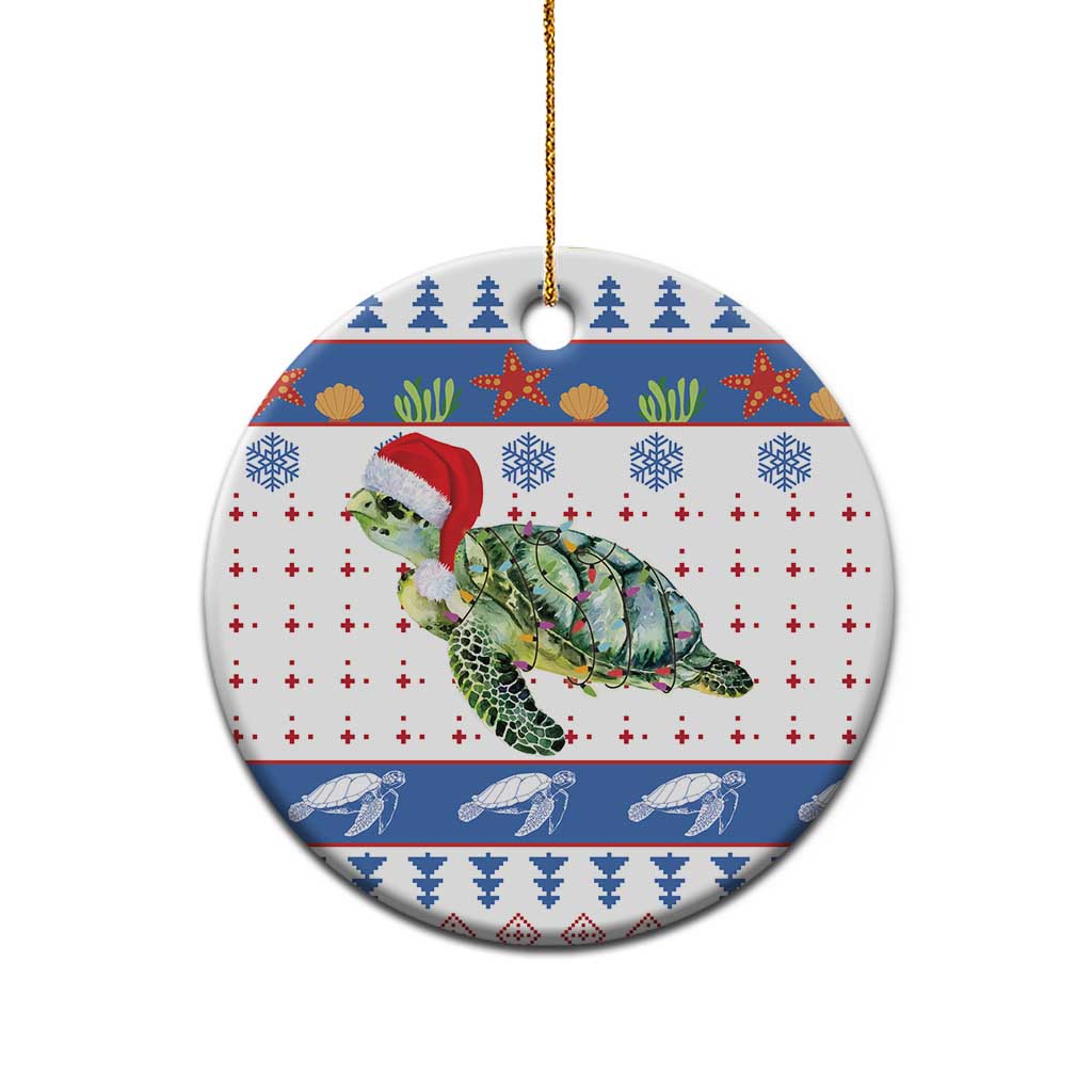 Turtle Xmas Ceramic Ornament Green Sea Turtle Merry Christmas - Wonder Print Shop