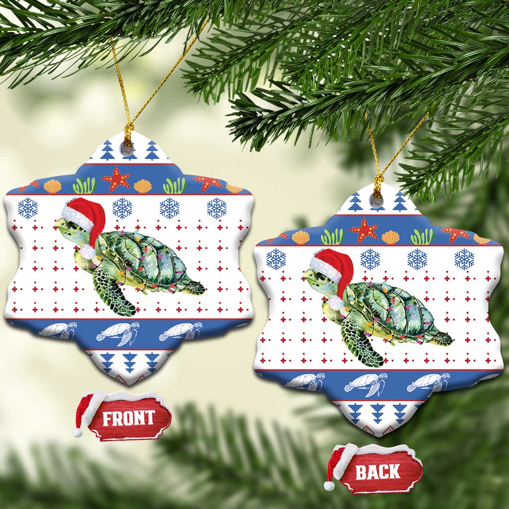 Turtle Xmas Ceramic Ornament Green Sea Turtle Merry Christmas - Wonder Print Shop
