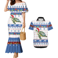 Turtle Xmas Couples Matching Mermaid Dress and Hawaiian Shirt Green Sea Turtle Merry Christmas - Wonder Print Shop