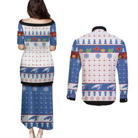 Turtle Xmas Couples Matching Puletasi and Long Sleeve Button Shirt Green Sea Turtle Merry Christmas - Wonder Print Shop