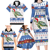 Turtle Xmas Family Matching Long Sleeve Bodycon Dress and Hawaiian Shirt Green Sea Turtle Merry Christmas - Wonder Print Shop