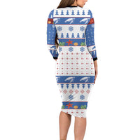 Turtle Xmas Family Matching Long Sleeve Bodycon Dress and Hawaiian Shirt Green Sea Turtle Merry Christmas - Wonder Print Shop