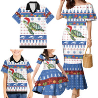 Turtle Xmas Family Matching Mermaid Dress and Hawaiian Shirt Green Sea Turtle Merry Christmas - Wonder Print Shop