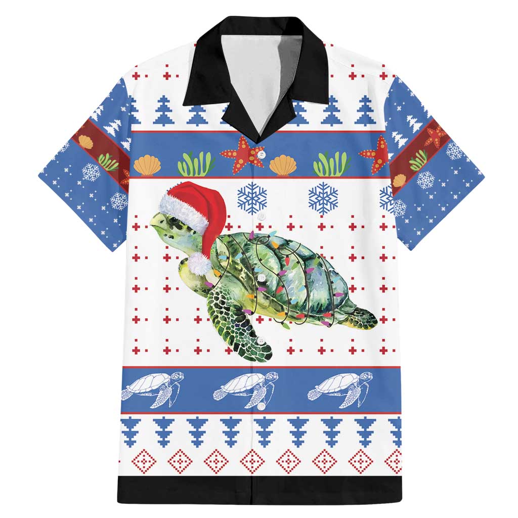 Turtle Xmas Family Matching Mermaid Dress and Hawaiian Shirt Green Sea Turtle Merry Christmas - Wonder Print Shop