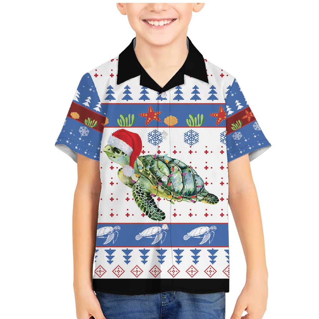 Turtle Xmas Family Matching Mermaid Dress and Hawaiian Shirt Green Sea Turtle Merry Christmas - Wonder Print Shop