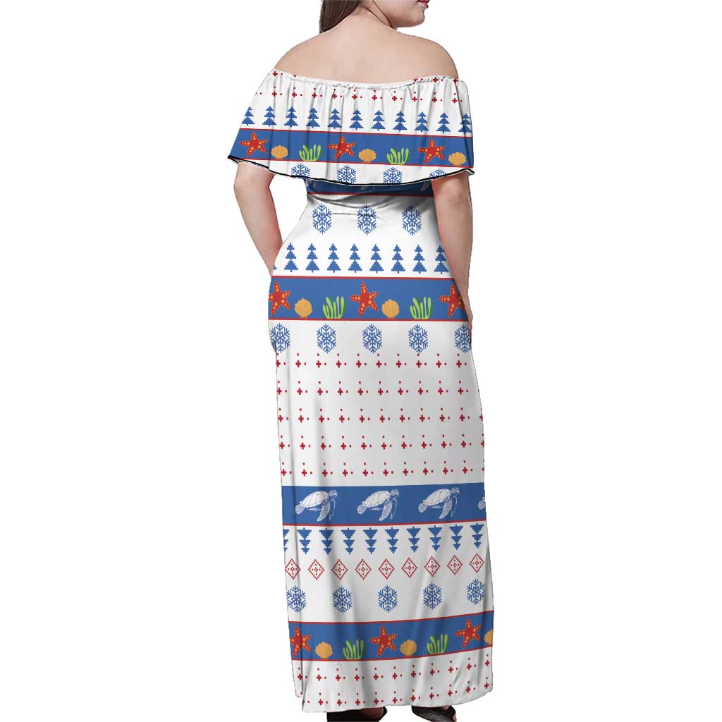 Turtle Xmas Family Matching Off Shoulder Maxi Dress and Hawaiian Shirt Green Sea Turtle Merry Christmas - Wonder Print Shop