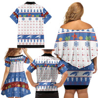 Turtle Xmas Family Matching Off Shoulder Short Dress and Hawaiian Shirt Green Sea Turtle Merry Christmas - Wonder Print Shop