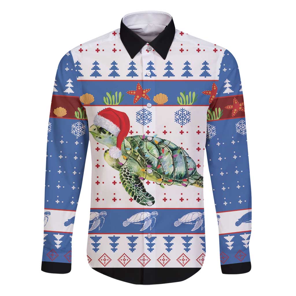 Turtle Xmas Family Matching Puletasi and Hawaiian Shirt Green Sea Turtle Merry Christmas - Wonder Print Shop