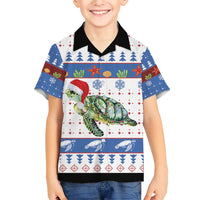 Turtle Xmas Family Matching Short Sleeve Bodycon Dress and Hawaiian Shirt Green Sea Turtle Merry Christmas - Wonder Print Shop