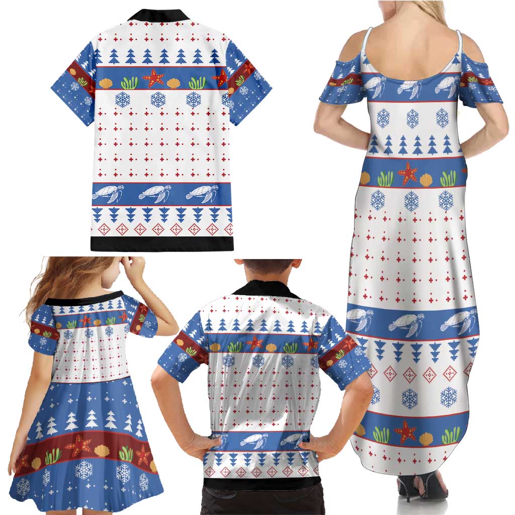 Turtle Xmas Family Matching Summer Maxi Dress and Hawaiian Shirt Green Sea Turtle Merry Christmas - Wonder Print Shop