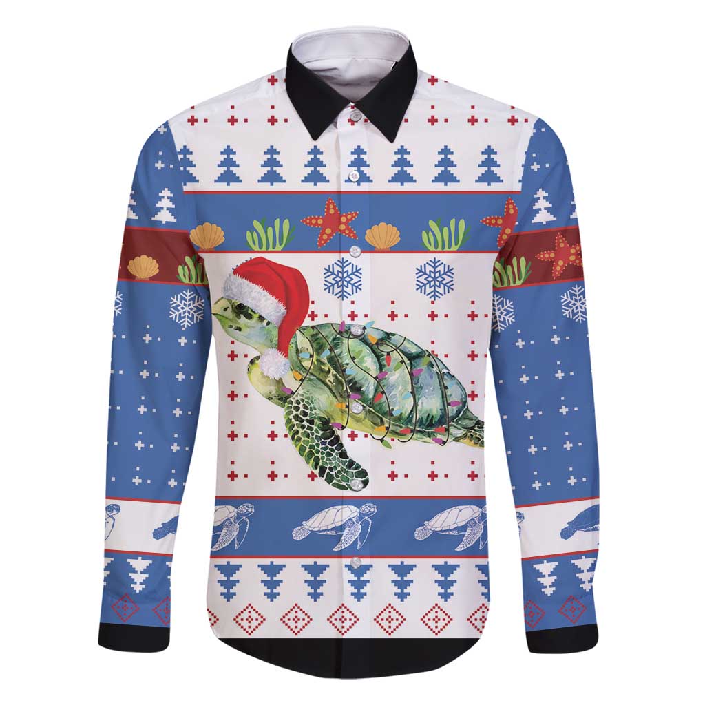 Turtle Xmas Family Matching Tank Maxi Dress and Hawaiian Shirt Green Sea Turtle Merry Christmas - Wonder Print Shop
