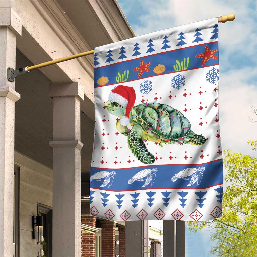 Turtle Xmas Garden Flag Green Sea Turtle Merry Christmas - Wonder Print Shop